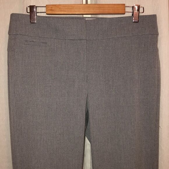 LOFT 12P Julie Straight Gray White Mini Plaid Dress Slacks Trousers - Picture 5 of 16